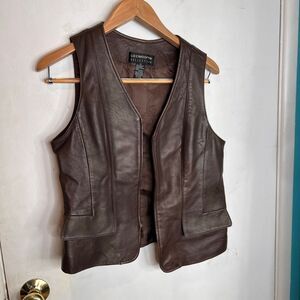 Liz Claiborne leather vintage chocolate brown vest